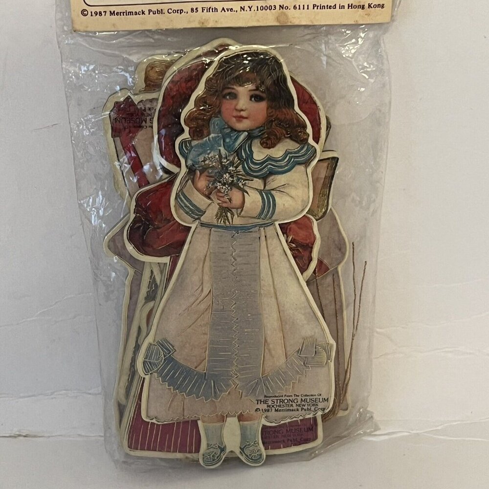 VTG Merrimack Decorative Dolls Thick Board Gold String Ornaments Strong Museum